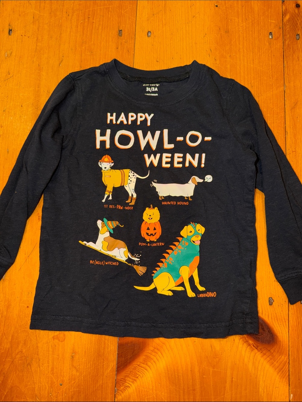Carter's Black 'Happy Howl-o-ween' Long-Sleeve Tee with Colorful Dog Graphics